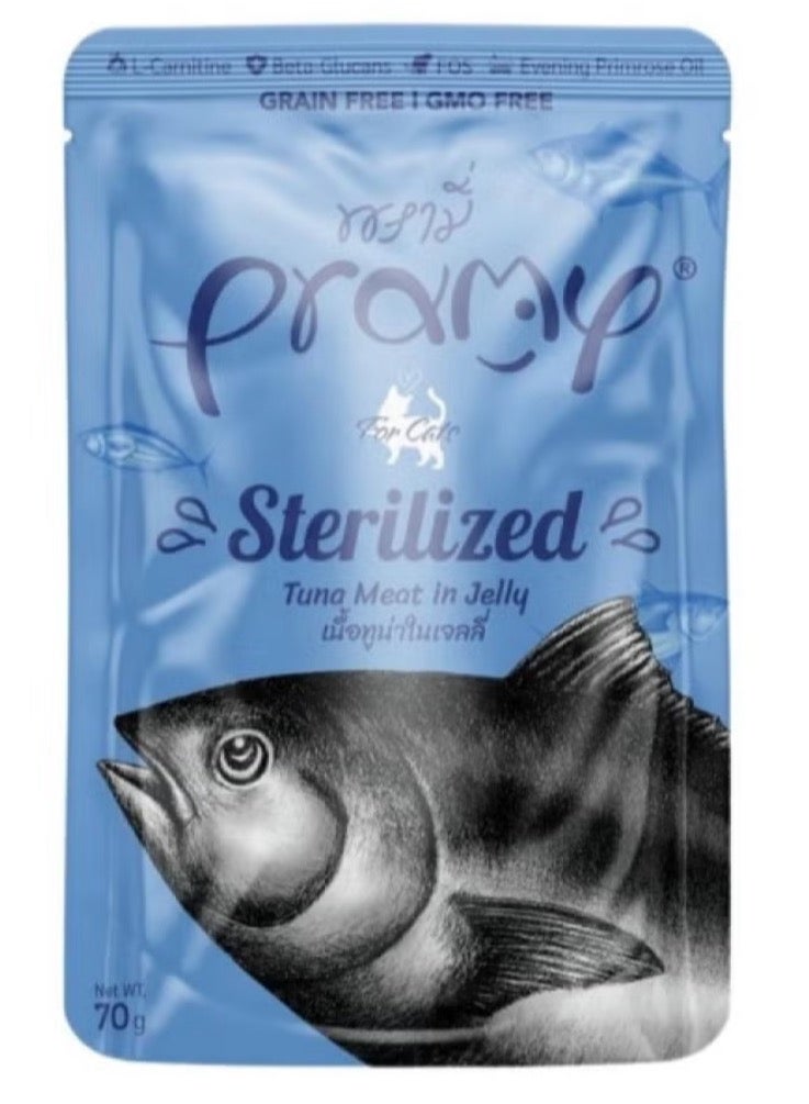 Pramy Cat Wet Food With Tuna In Jelly Flavor For Sterilized Cats - 6x70g - Specially Formulated for Sterilized Cats – Supports Weight & Urinary Health - Image 2