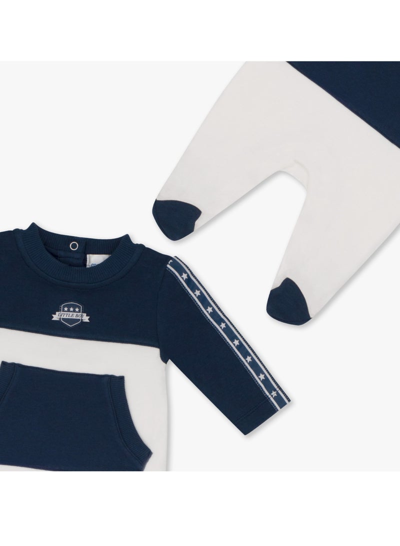 Moon بدلة نوم قطن 100% للأطفال 3-6 أشهر زرقاء - رياضية بحرية - Image 4