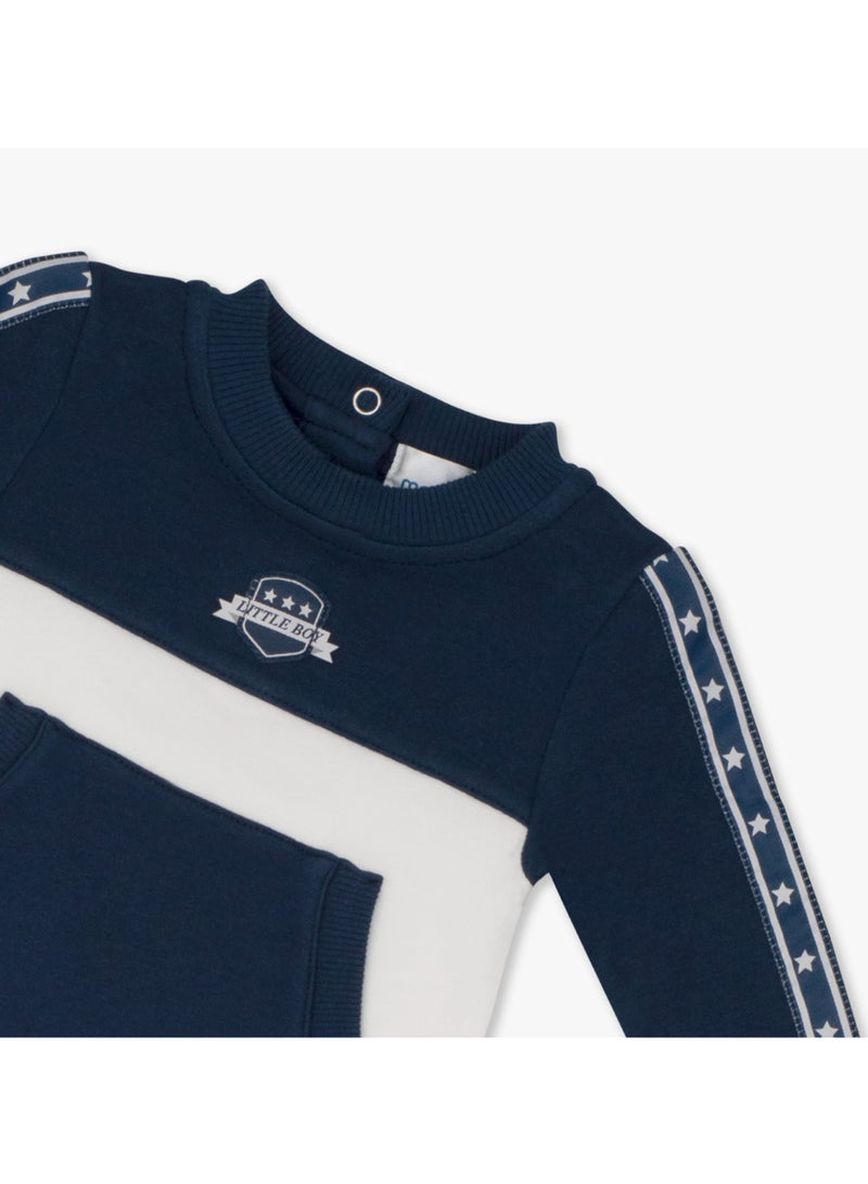 Moon بدلة نوم قطن 100% للأطفال 3-6 أشهر زرقاء - رياضية بحرية - Image 3