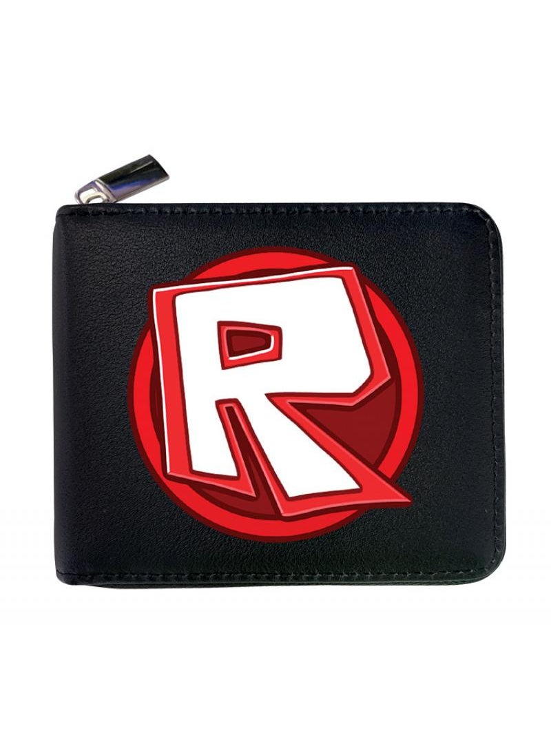 General - Cartoon Virtual World Game Printed Zipper Design Coin Purse Roblox Game Card Bag Pu Folding Short Wallet Black-B 12X10CM - Image 1