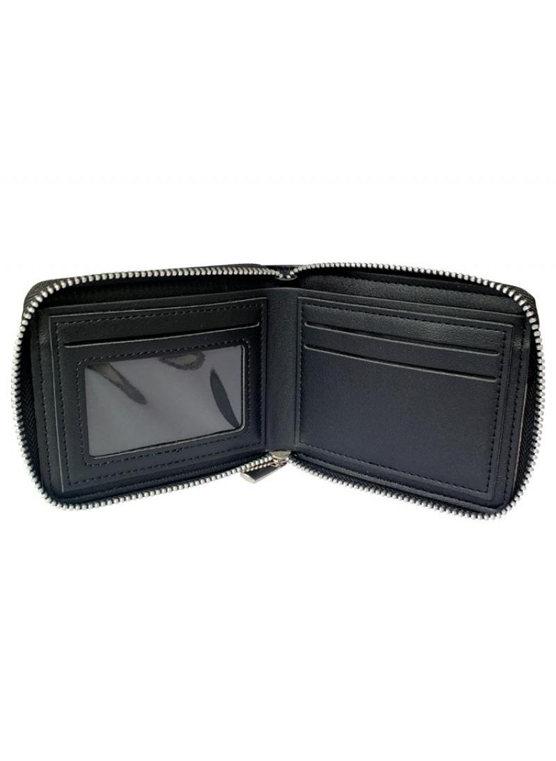 General - Cartoon Virtual World Game Printed Zipper Design Coin Purse Roblox Game Card Bag Pu Folding Short Wallet Black-B 12X10CM - Image 1