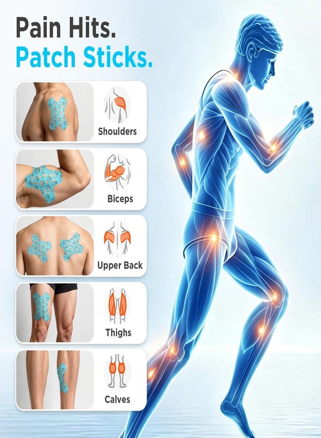 OK TAPE X-Shaped Kinesiology Tape Patches, Precut Elastic Support Tape for Shoulders Wrist Back Knees & Legs Water-Resistant L 10ct Beige - Image 2