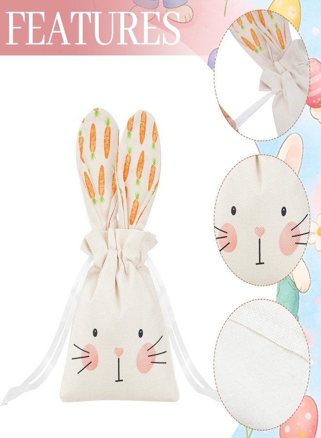 Sucrain 6PCS Easter Bunny Gift Bags Rabbit Ear Bags with Drawstrings Party Favor Reusable Burlap Goodie Rabbit Treat Bag for Easter Tea Party - Image 3