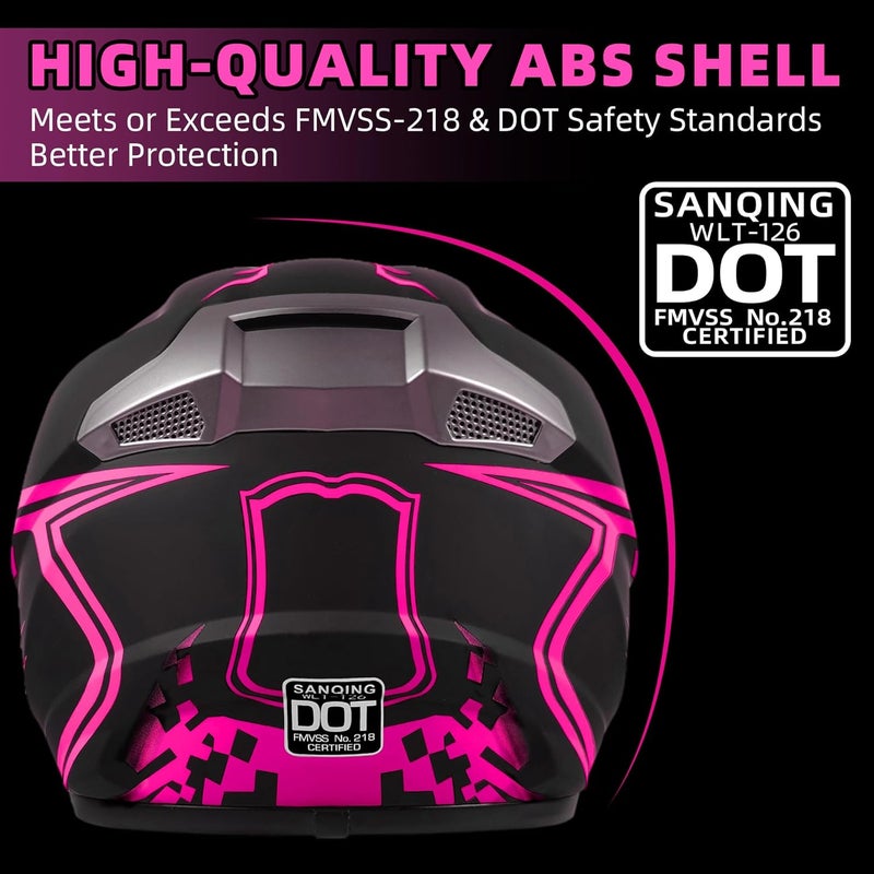SanQing 3/4 Open Face Motorcycle Helmet with Visor - DOT Approved Vintage Design for Men and Women - Image 5