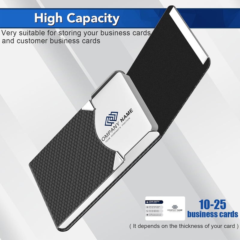 DMFLY Business Card Holder, Metal Business Card Case Pocket, Card Holder for Women & Men, Professional PU Leather Business Card Holders RFID Blocking Name Card Holder Case with Magnetic Clasp | Slim - Image 5
