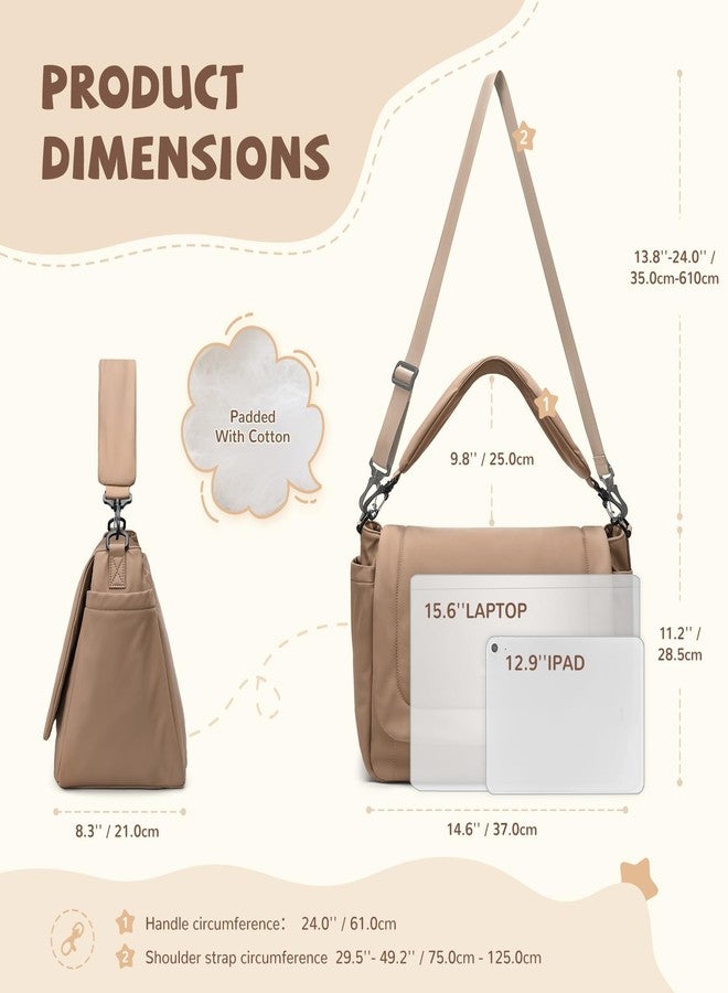 GOLF QUALITY 22L Puffer Diaper Bag Tote,Large Capacity Baby Diaper Tote Travel Bags Crossbody Hospital Bag for mom,Champagne Brown - Image 4
