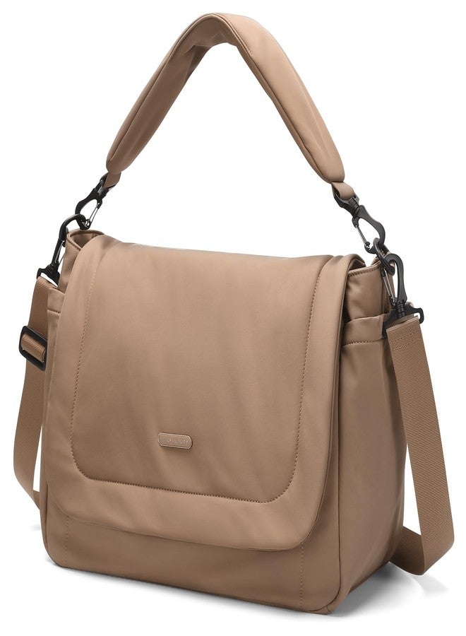 GOLF QUALITY 22L Puffer Diaper Bag Tote,Large Capacity Baby Diaper Tote Travel Bags Crossbody Hospital Bag for mom,Champagne Brown - Image 1