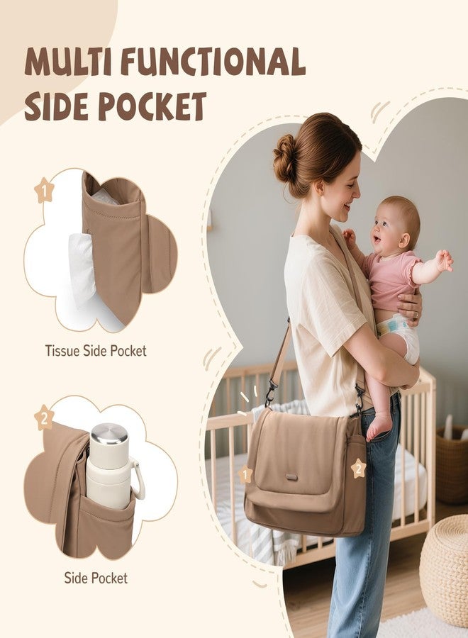 GOLF QUALITY 22L Puffer Diaper Bag Tote,Large Capacity Baby Diaper Tote Travel Bags Crossbody Hospital Bag for mom,Champagne Brown - Image 5