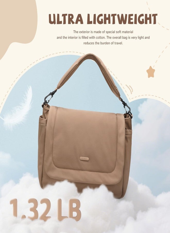 GOLF QUALITY 22L Puffer Diaper Bag Tote,Large Capacity Baby Diaper Tote Travel Bags Crossbody Hospital Bag for mom,Champagne Brown - Image 2