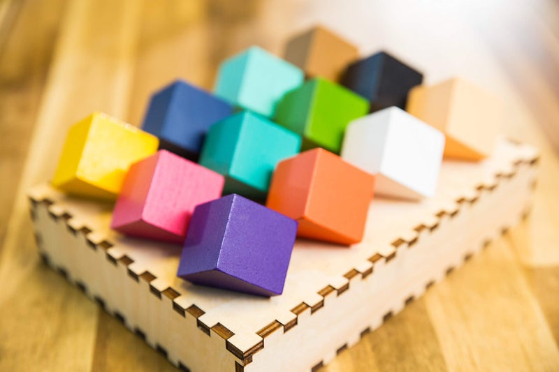 Project Genius: Chroma Cube, A Colorful Logic Puzzle, 12 Colorful Wood Blocks, 25 Brainteaser Cards, Puzzle, Great Gift, 1 Player Game Logic - Image 2