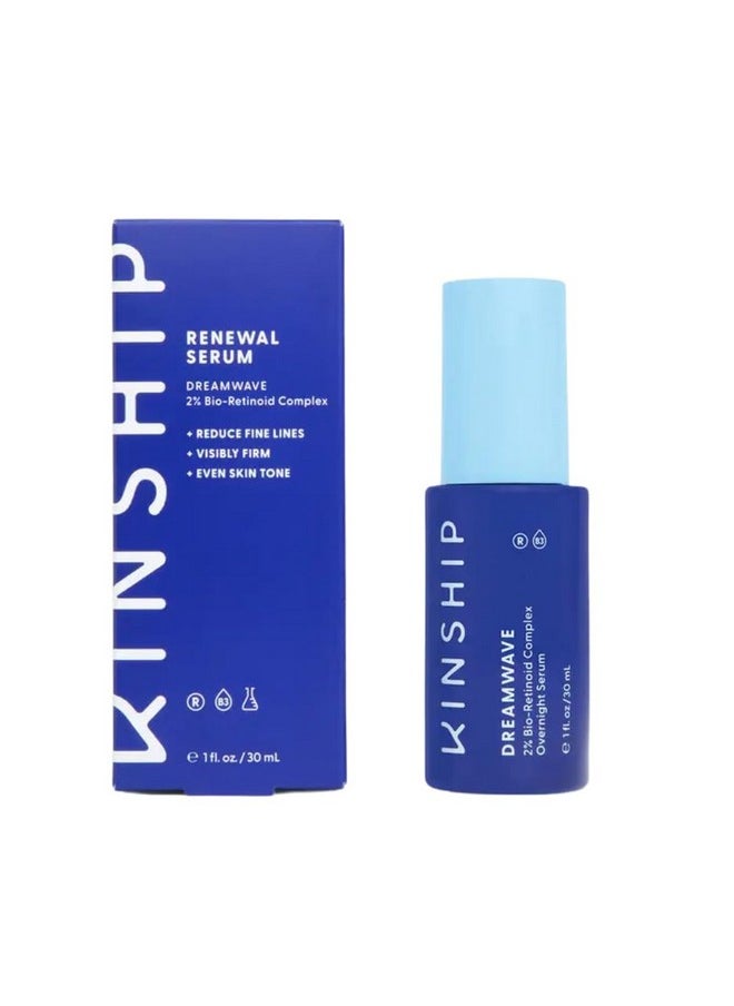 Kinship Dreamwave 2% Bioretinoid Overnight Renewal Serum Retinol For Sensitive Skin Smooth Wrinkles Niacinamide + Tranexamic Acid Brighten Moisturize Reduce Redness (1 Oz)  - Image 1