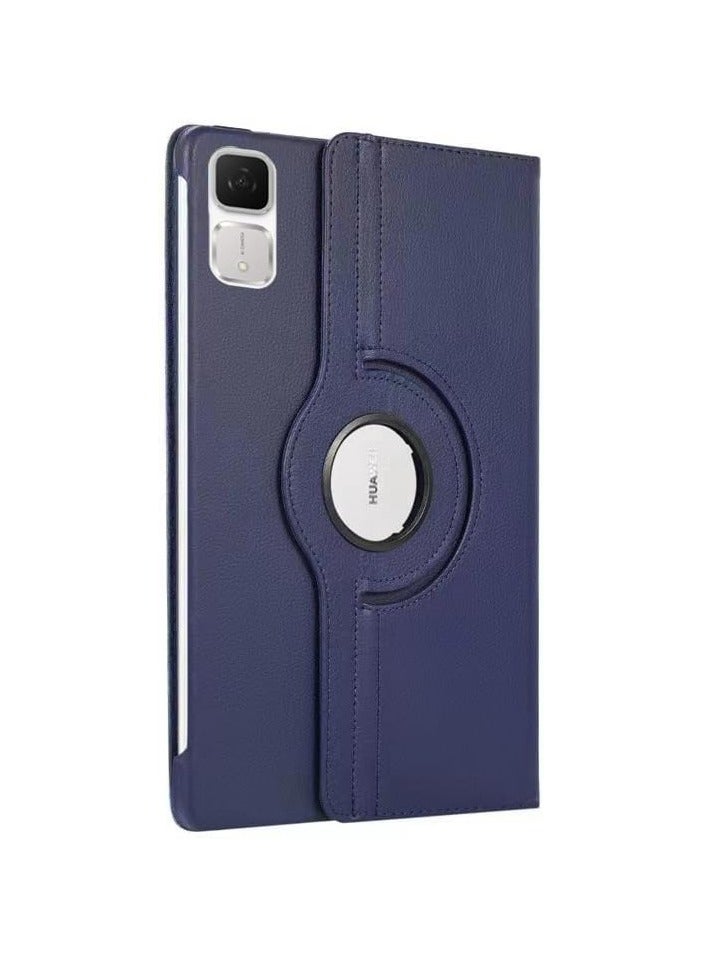 Compatible with Honor Pad V9/ GT 11.5 Inch 2025 (Model: ROL-W60) Tablet PU Leather Cover Sleep Wake Function 360 Rotating Stand Protective Shell (Dark Blue) - Image 1