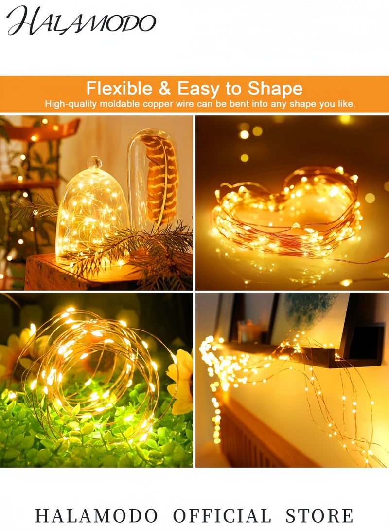 HALAMODO 2-Piece Solar Fairy String Lights Outdoor 200 LED Copper Wire Twinkle Lights with 8 Modes Waterproof Solar Powered Garden Patio Hanging Lights for Christmas Party Wedding Decor  - Image 2