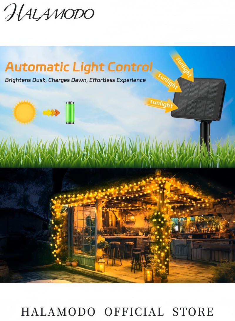 HALAMODO 2-Piece Solar Fairy String Lights Outdoor 200 LED Copper Wire Twinkle Lights with 8 Modes Waterproof Solar Powered Garden Patio Hanging Lights for Christmas Party Wedding Decor  - Image 5