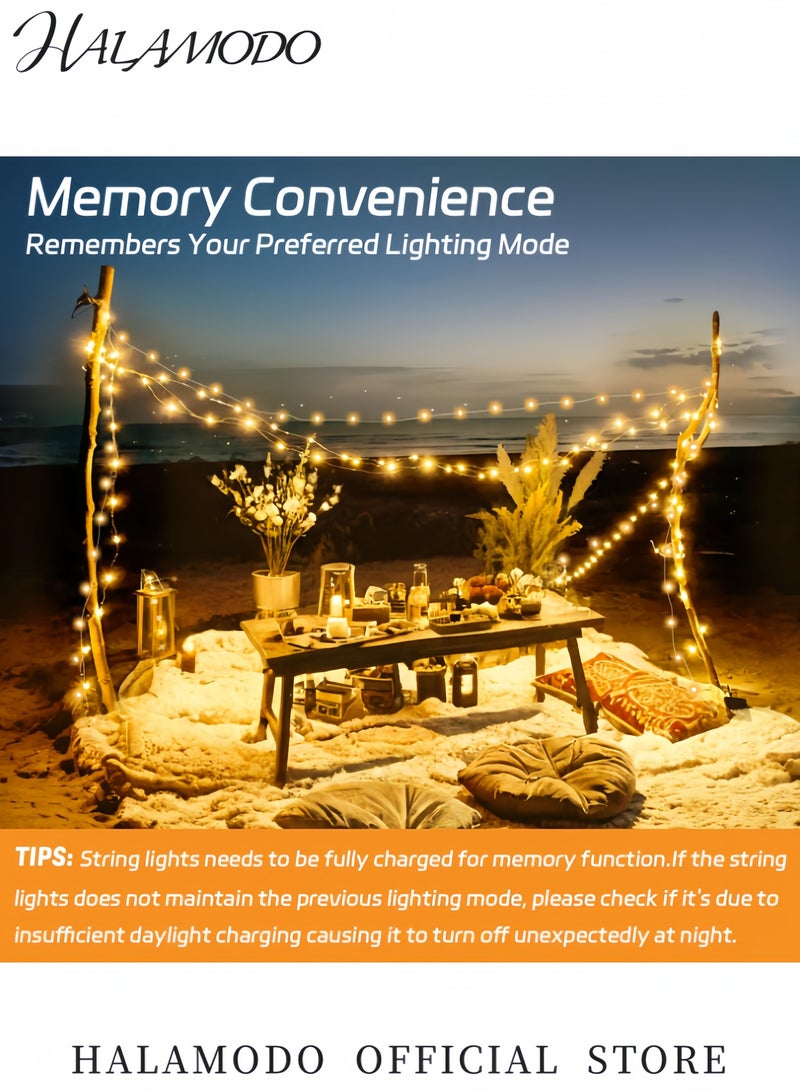 HALAMODO 2-Piece Solar Fairy String Lights Outdoor 200 LED Copper Wire Twinkle Lights with 8 Modes Waterproof Solar Powered Garden Patio Hanging Lights for Christmas Party Wedding Decor  - Image 4