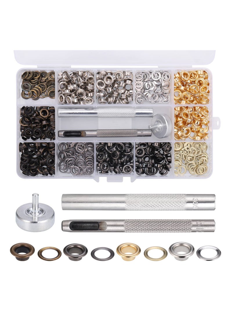 GNAFOTU Eyelet Punch Kit,400 Sets 5mm Grommets Eyelets Kit,with 3 Grommets Setting,for Fabric Leather Shoes Bag Canvas Belt DIY Crafts - Image 1