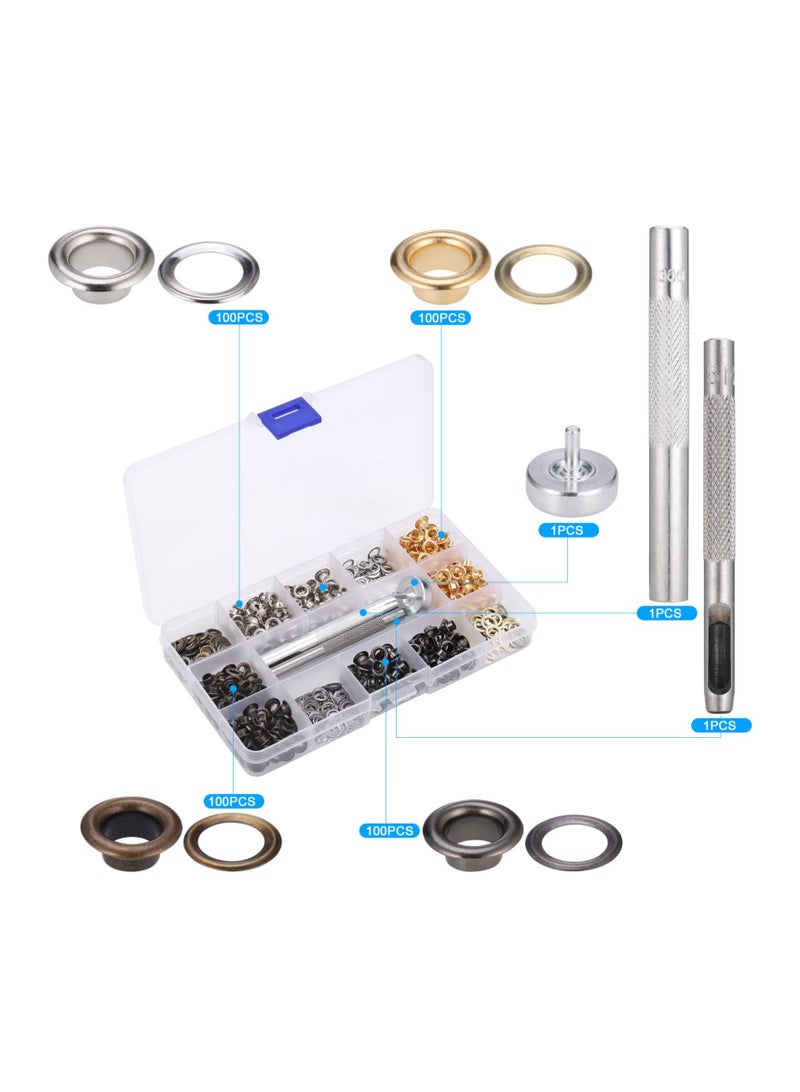 GNAFOTU Eyelet Punch Kit,400 Sets 5mm Grommets Eyelets Kit,with 3 Grommets Setting,for Fabric Leather Shoes Bag Canvas Belt DIY Crafts - Image 4