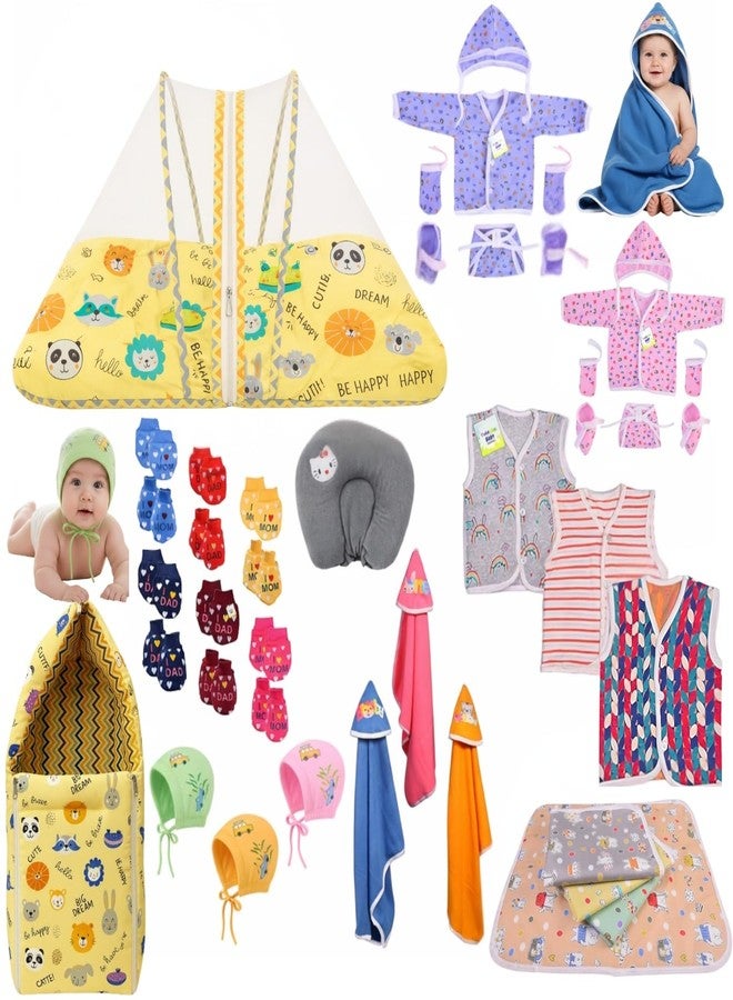 Toddylon Baby Essentials for Newborn Kit 38 in 1 Newborns Baby Set | New Born Baby Kit Combo Set & Maternity Hospital Bag Kit | Infant Combo Set for New Born Boys & Girls (0-6 Months) Yellow - Image 1