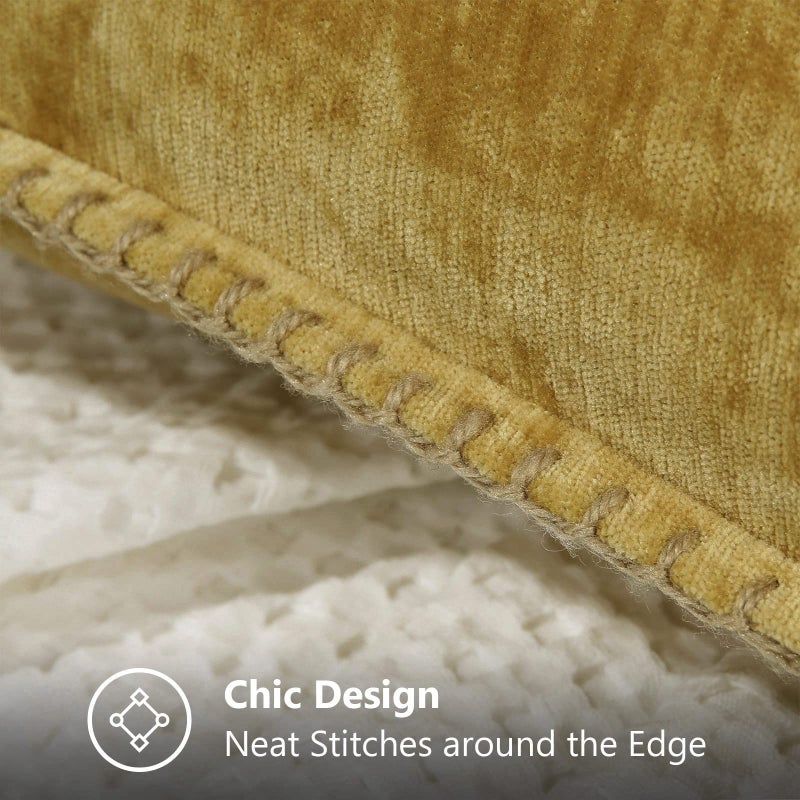 decorUhome Summer Chenille Soft Cozy Throw Pillow Covers 12x20 Set of 2, Modern Farmhouse Boho Velvet Decorative Pillow Cases with Stitched Edge for Couch Sofa Bed Home Decor, Mineral Yellow - Image 4