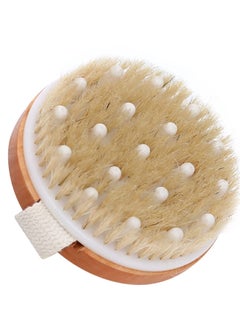 Daytoyz Teak Wood Bath Body Brush for Wet and Dry Brushing, Dry Body Scrubber, Exfoliating Brush Shower Body Brush, Round Dry Brush  - Image 1