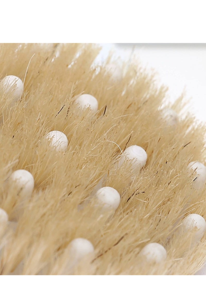 دايتويز فرشاة استحمام من خشب الساج للتنظيف الجاف والرطب، مقشر للجسم الجاف، فرشاة تقشير، فرشاة استحمام للجسم، فرشاة جافة مستديرة - Image 4