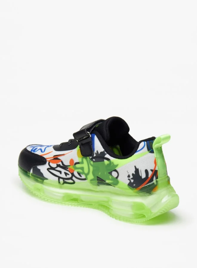 Kappa Boys' Textured Sports Shoes with Hook and Loop Closure