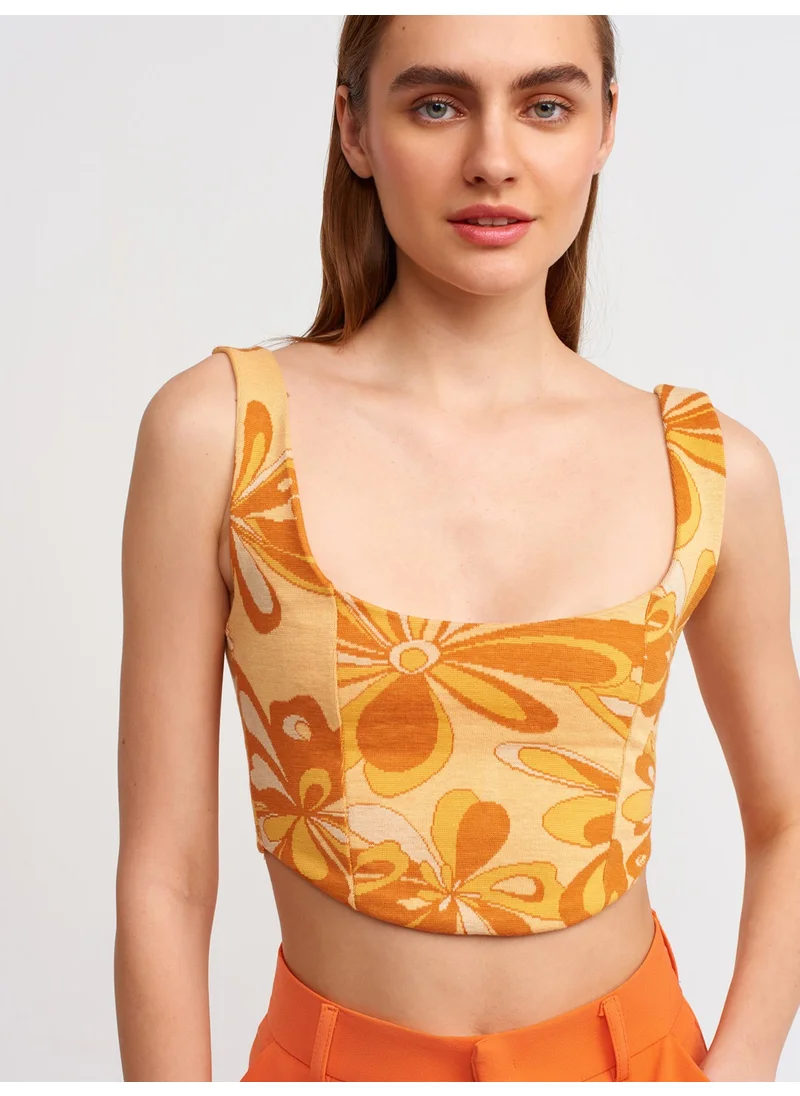 ديلفين 20139 Floral Patterned Bustier-Orange