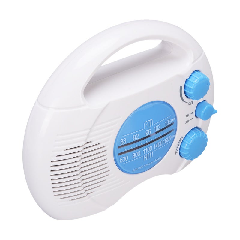 Shower Radio Water Proof Adjustable Volume AM FM Bathroom Radio Portable Easy Tuning Blue - Image 5