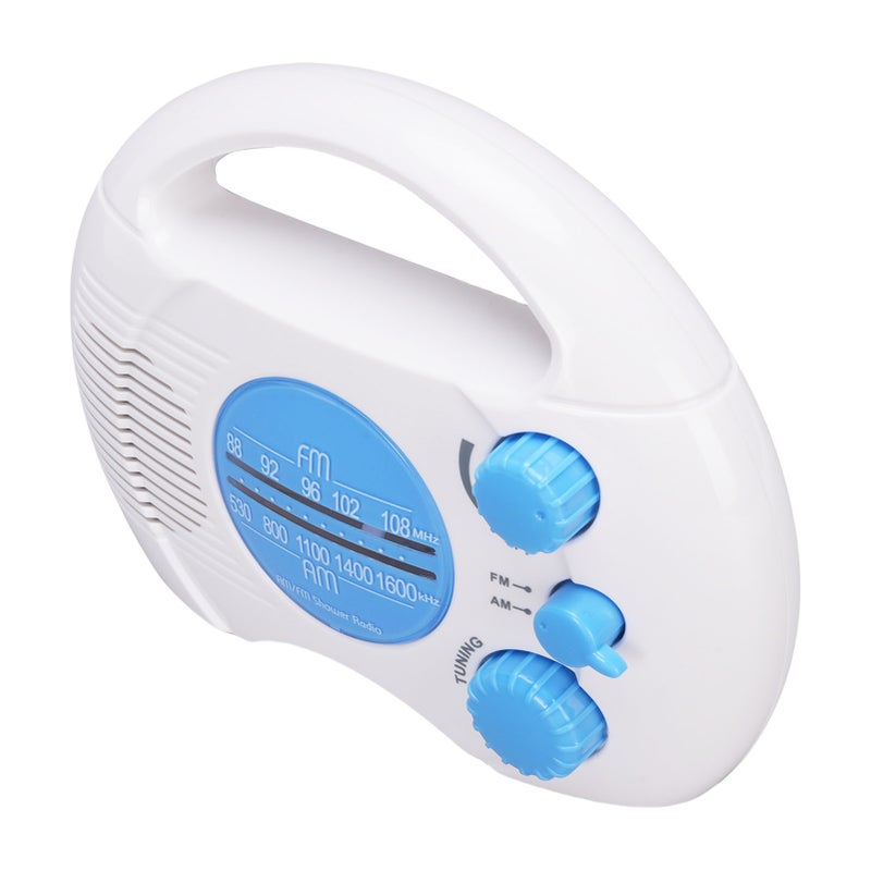 Shower Radio Water Proof Adjustable Volume AM FM Bathroom Radio Portable Easy Tuning Blue - Image 2