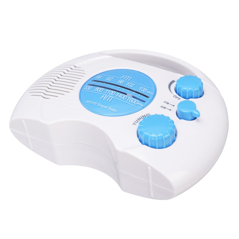 Shower Radio Water Proof Adjustable Volume AM FM Bathroom Radio Portable Easy Tuning Blue - Image 1
