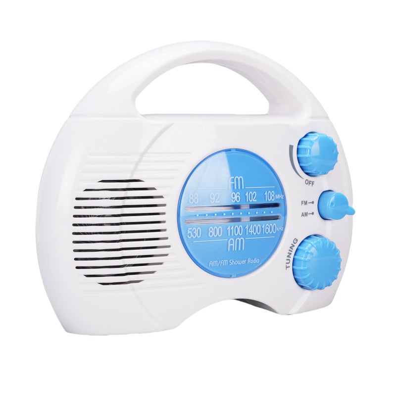 Shower Radio Water Proof Adjustable Volume AM FM Bathroom Radio Portable Easy Tuning Blue - Image 4
