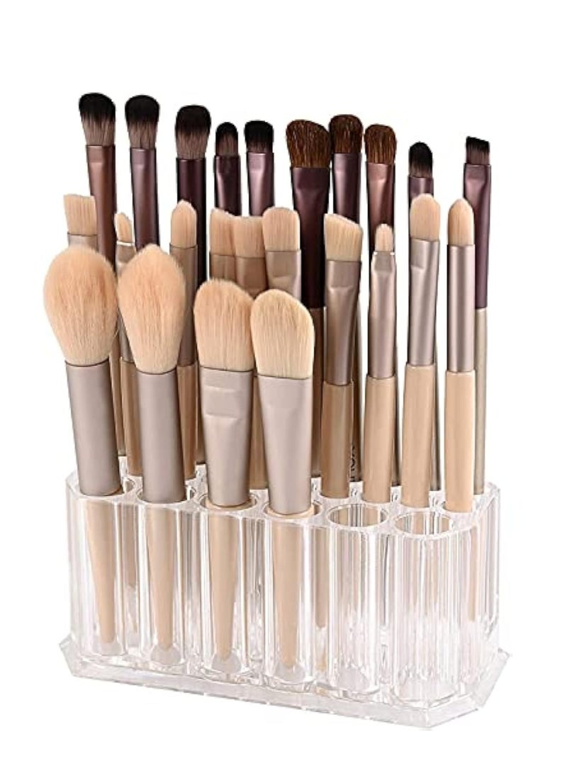 Hihonor Makeup Brush Holder Organizer, Acrylic Eyeliner Lip Liner Holder Storage Box, Clear Brushes Beauty and Cosmetic Display Stand Storage Box, 26 Slots  - Image 1
