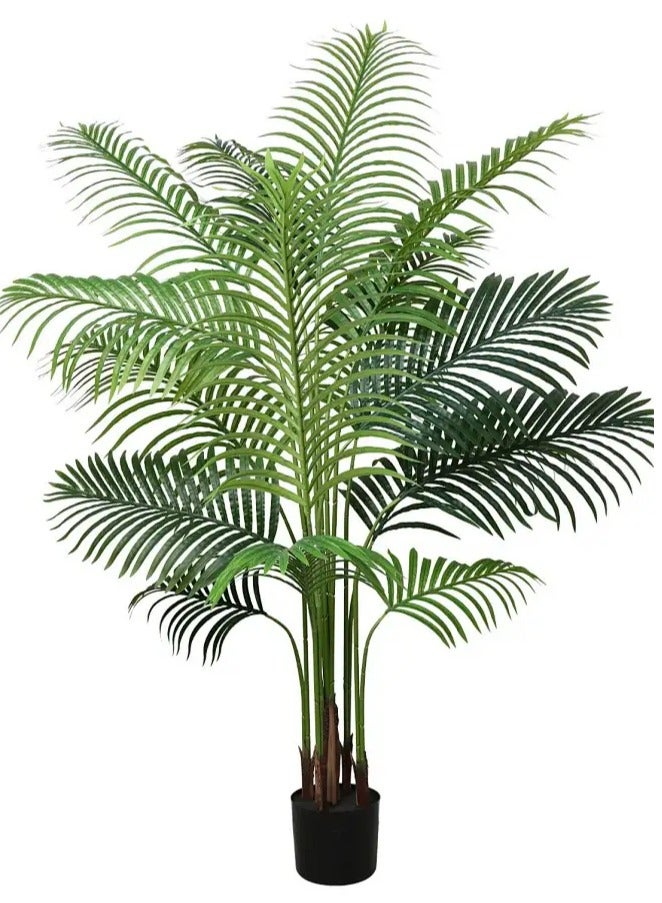Snooe 160 CM نبات نخيل أريكا الاصطناعي - شجرة نخيل استوائية مزيفة، طولها 4 أقدام، تقدم في وعاء للاستخدام الداخلي والخارجي، مثالية للمنزل أو المكتب أو الحديقة، تزيين حديث وهدية ترحيبية. - Image 1