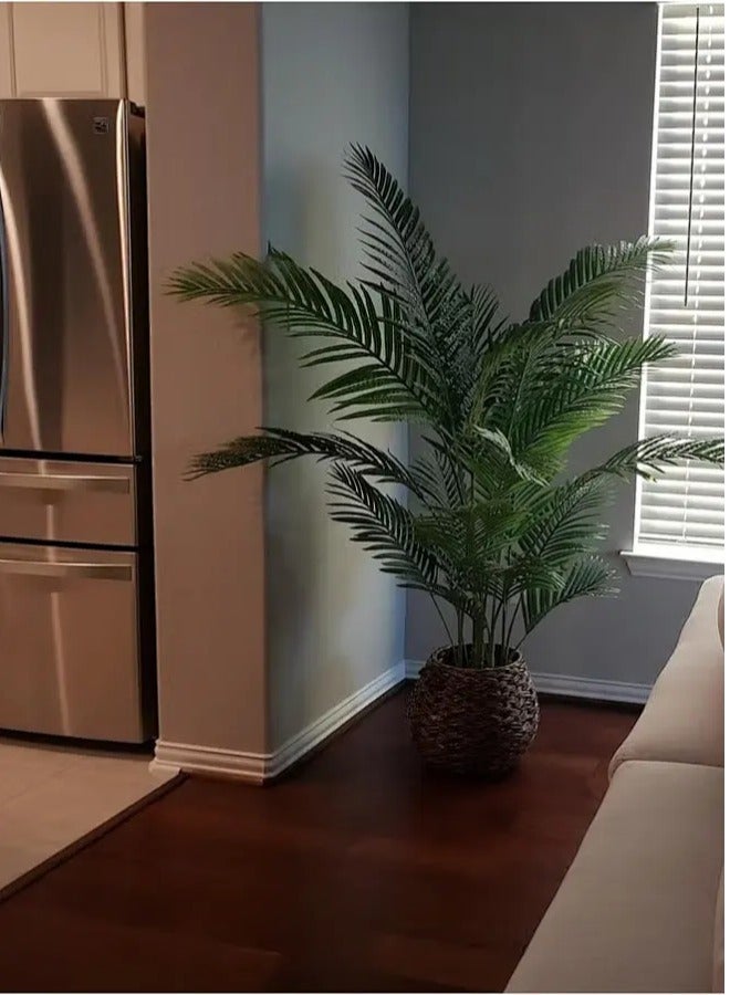 Snooe 160 CM Artificial Areca Palm Plant Fake Tropical Palm Tree, 4 Feet Faux Dypsis Lutescens Plants in Pot for Indoor Outdoor House Home Office Garden Modern Decoration Housewarming Gift-Set - Image 4