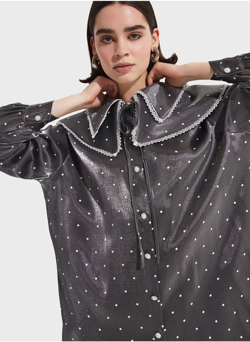 جون Baby Collar Button Down Shirt