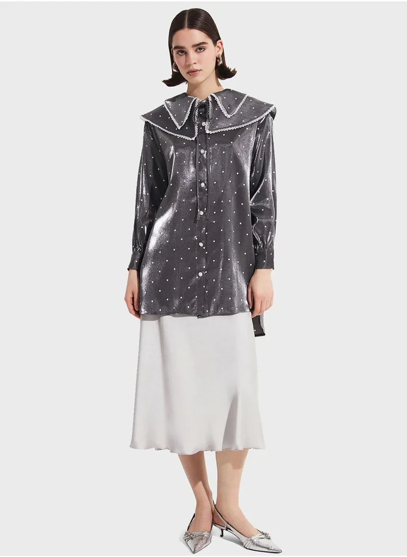 جون Baby Collar Button Down Shirt