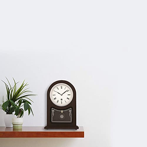 CHRONIKLE Vertical Wooden Case Analog Pendulum Roman Numbers Table Clock for Office Desk Study Room Home Decorations Gifts (Size: 23 x 8 x 33.5 CM | Weight: 1240 Gram | Color: Rosewood) - Image 2