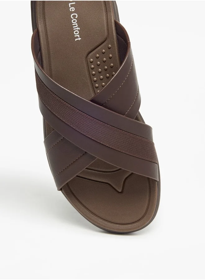 لو كونفورت Textured Slip-On Cross Strap Sandals