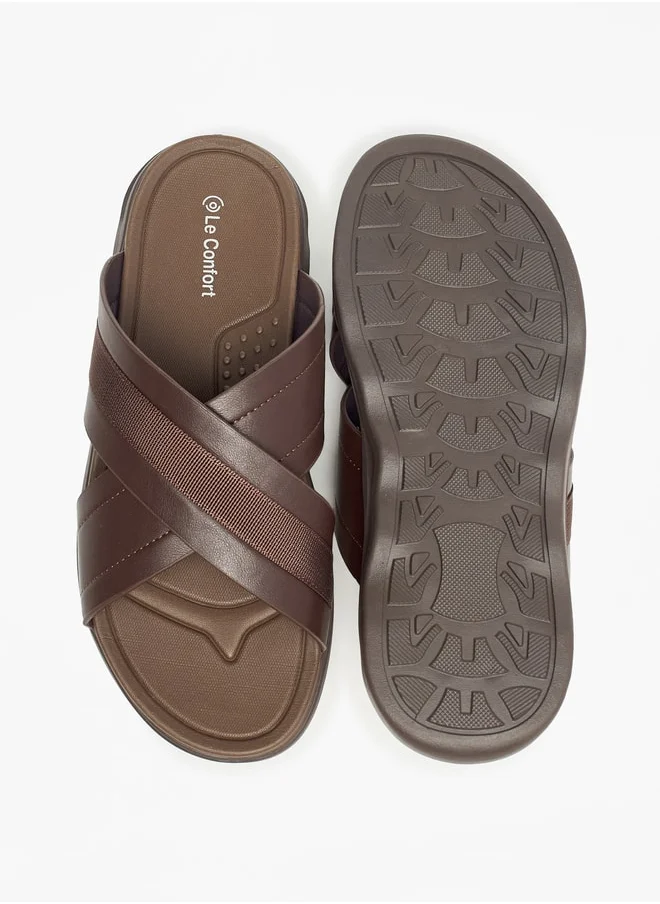 لو كونفورت Textured Slip-On Cross Strap Sandals