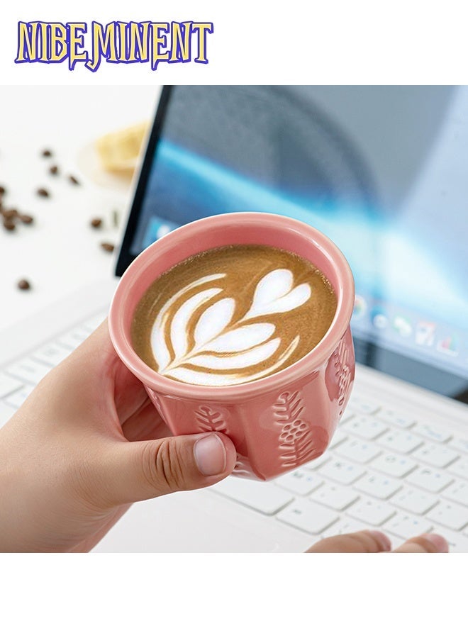 NIBEMINENT 6pcs Arabic Coffee Cup  Set Ceramic Handless 100ml - Embossed Tulip Design for Turkish Coffee, Espresso, Arabic Tea, Kahwa, Gift & Home Decor - Image 2