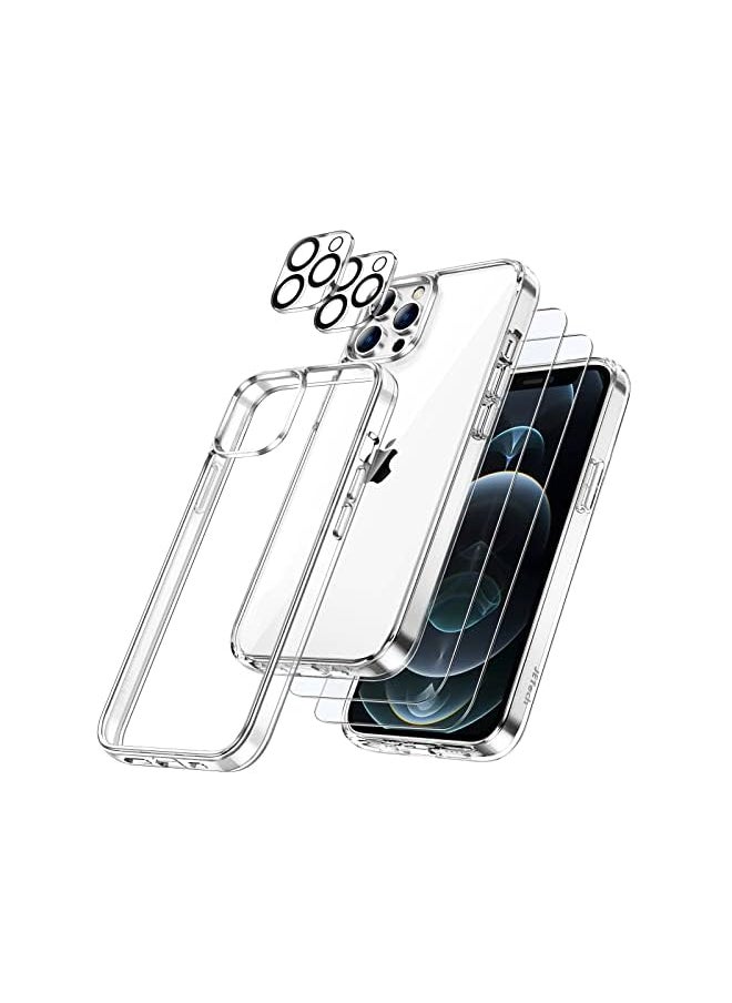 Jetech 3 in 1 Case for iPhone 12 Pro Max 6.7-Inch, with 2-Pack Screen Protector and Camera Lens Protector, Non-Yellowing, Full Coverage Tempered Glass Film, Shockproof Bumper Phone Cover (Clear)  - Image 2