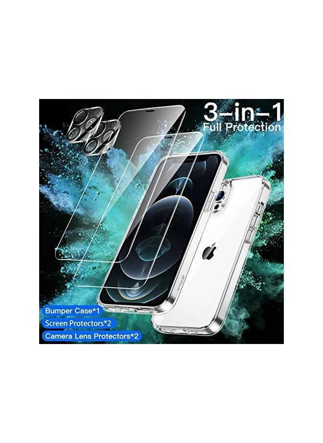 Jetech 3 in 1 Case for iPhone 12 Pro Max 6.7-Inch, with 2-Pack Screen Protector and Camera Lens Protector, Non-Yellowing, Full Coverage Tempered Glass Film, Shockproof Bumper Phone Cover (Clear)  - Image 3