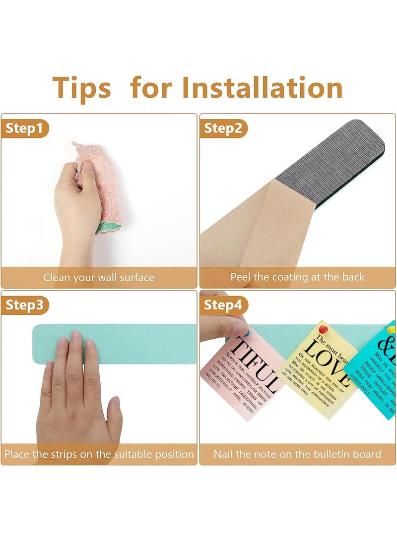 Little gorilla 5 Pack Bulletin Board Strips, Felt Pin Board Bar with 35 Push Pins Self-Adhesive Felt Bulletin Board for Office School Home Wall Decoration, for Organize Memo, Photos, Display（Light Green） - Image 3