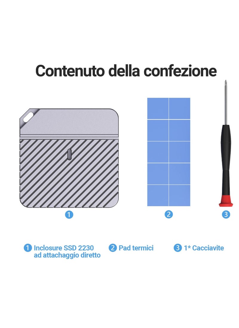 Generic - 2230 M.2 Enclosure, 2230 SSD Enclosure, Sharge Disk SSD, Direct-Attached Wireless USB C 10Gbps M.2 NVMe SSD Enclosure Adapter, 2tb Max - i9 Zebra 2230C - Image 1