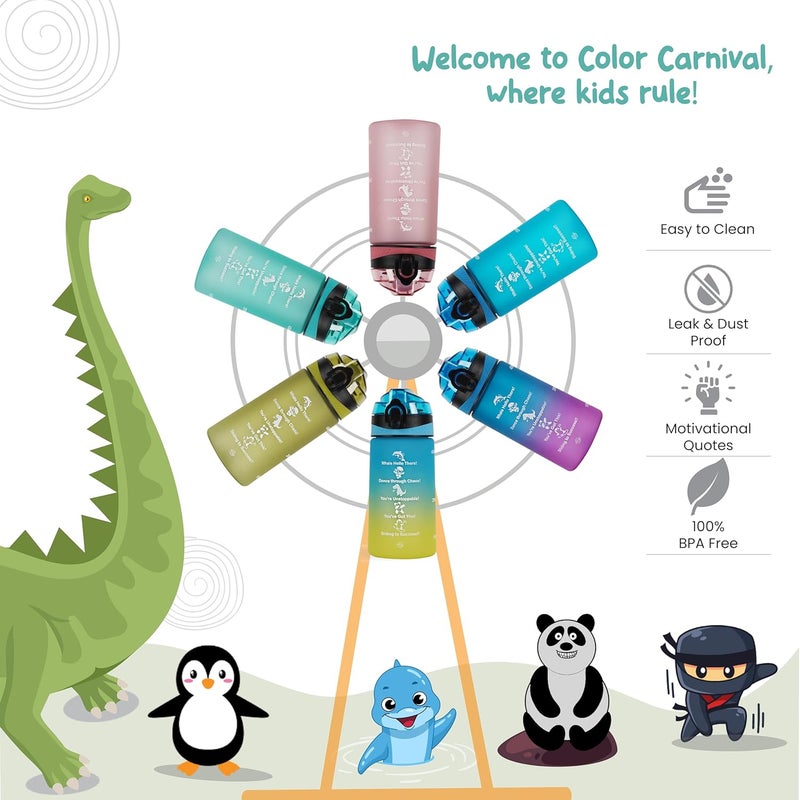 SOLARA SOLARA Sipper Water Bottle for Kids 500ml with Motivational Time Marker Leakproof Durable BPA Free NonToxic Tritan Water bottle for School Home Outdoor and Gifts Blue Fuscia  - Image 4