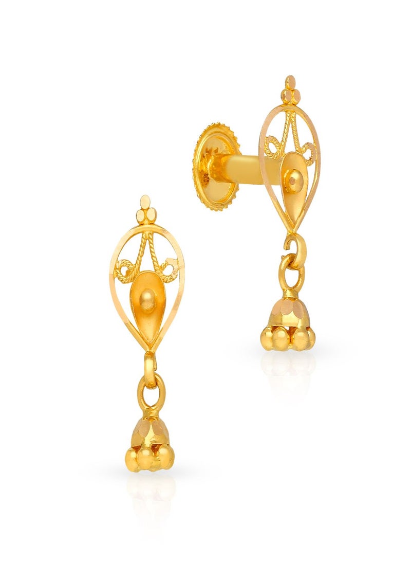 Malabar Gold and Diamonds 22 Karat 916 Purity Drops Style Screw Back Earring for Girls ERTMN49979 - Image 1