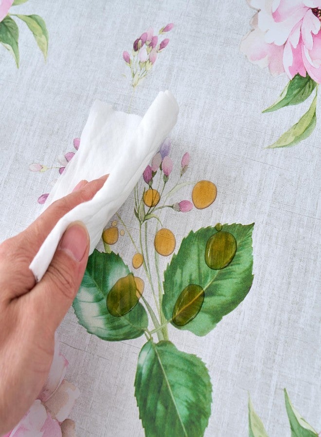 LIBERECOO Round Fitted Vinyl Tablecloth with Flannel Backing, Elastic Edge Waterproof Table Cloth Plastic Table Cover for Indoor & Outdoor - Image 5