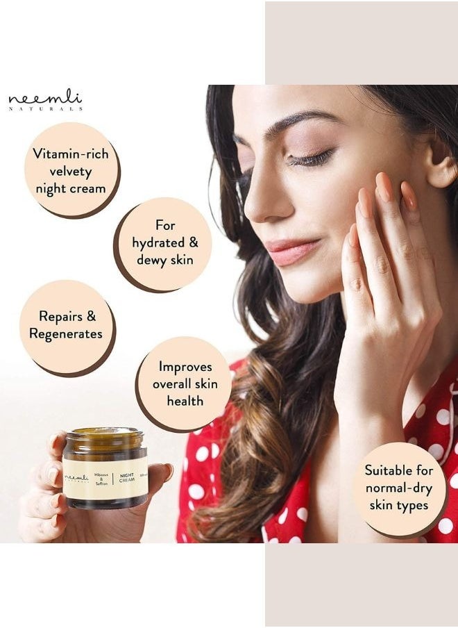 Hibiscus and Saffron Night Cream | Moisture Retention and Anti Aging | 50 ml