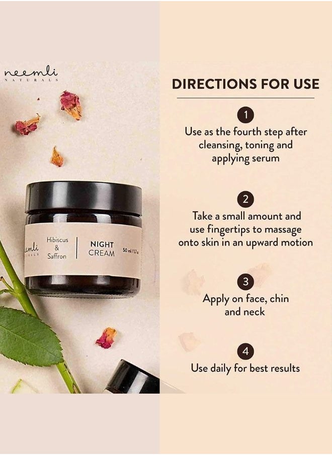 Hibiscus and Saffron Night Cream | Moisture Retention and Anti Aging | 50 ml