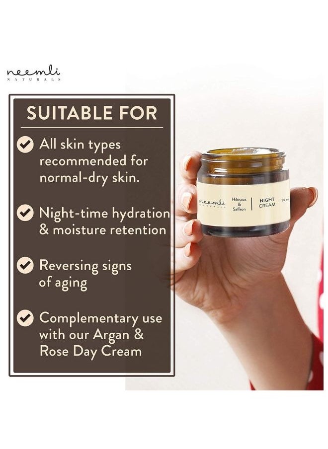 Hibiscus and Saffron Night Cream | Moisture Retention and Anti Aging | 50 ml